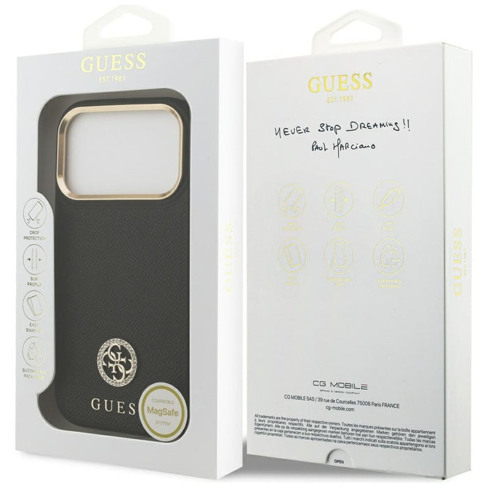 Guess Grained Strass Logo MagSafe case for iPhone 17 Pro - black