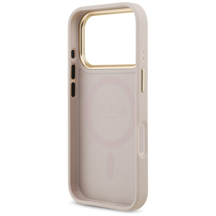 Guess Grained Strass Logo MagSafe case for iPhone 17 Pro - pink