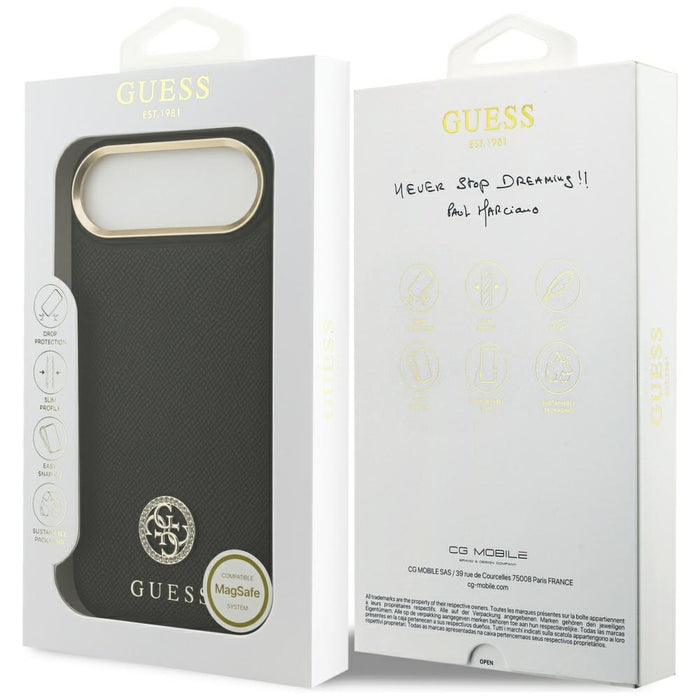 Guess Grained Strass Logo MagSafe case for iPhone Air - black
