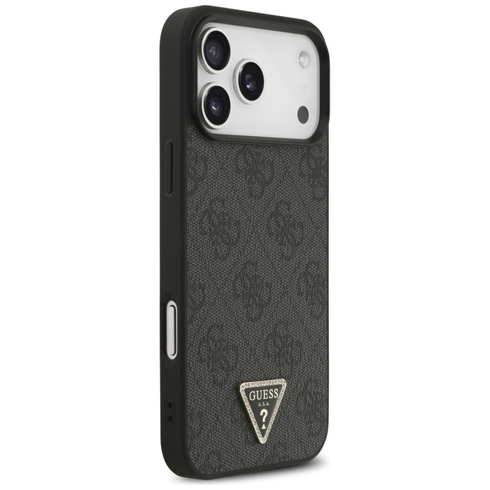 Guess Leather 4G Triangle Strass MagSafe Case for iPhone 17 Pro Max - Black