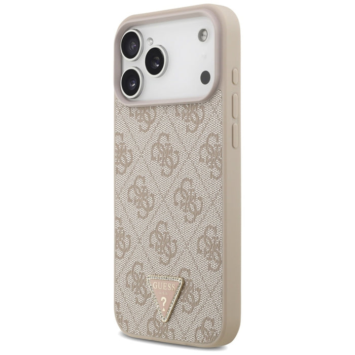Guess Leather 4G Triangle Strass MagSafe Case for iPhone 17 Pro Max - Pink