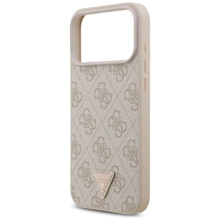 Guess Leather 4G Triangle Strass MagSafe Case for iPhone 17 Pro Max - Pink