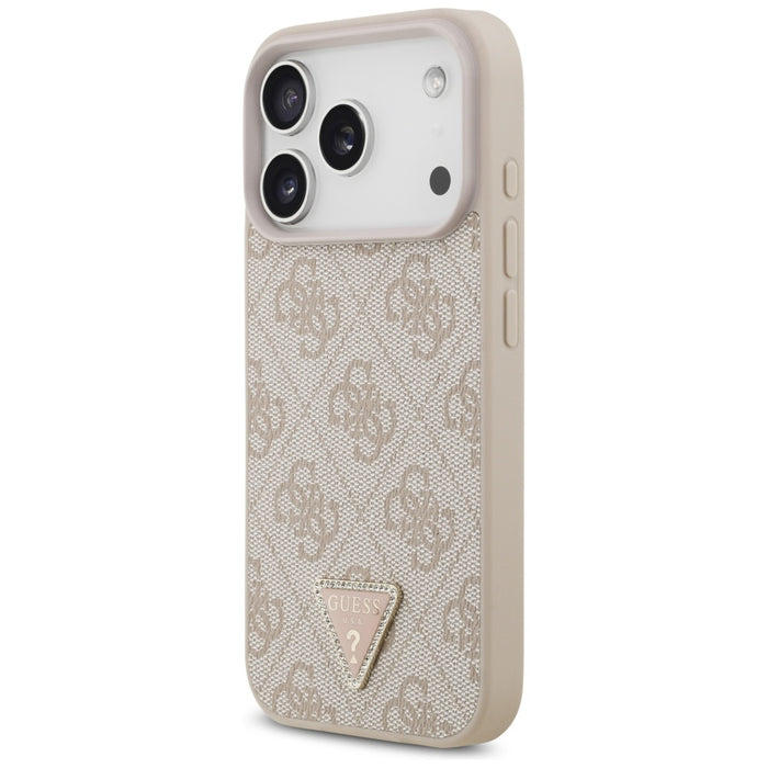 Guess Leather 4G Triangle Strass MagSafe Case for iPhone 17 Pro - Pink