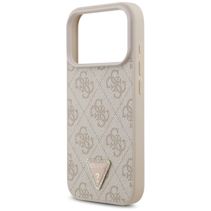 Guess Leather 4G Triangle Strass MagSafe Case for iPhone 17 Pro - Pink