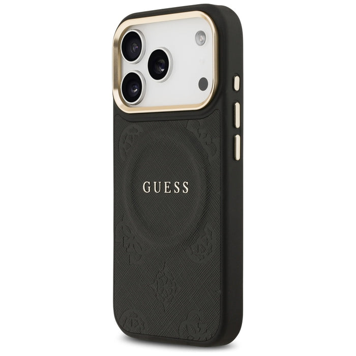 Guess Peony Hot Stamp MagSafe Case for iPhone 17 Pro - Black