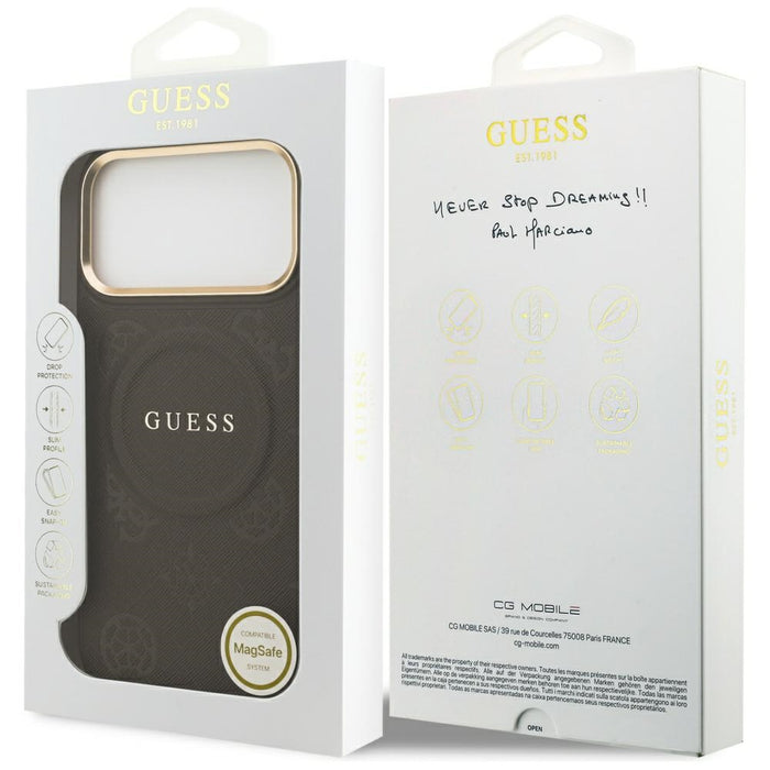 Guess Peony Hot Stamp MagSafe Case for iPhone 17 Pro Max - Brown