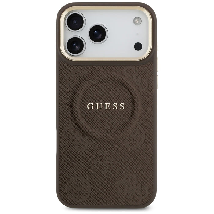 Guess Peony Hot Stamp MagSafe Case for iPhone 17 Pro Max - Brown