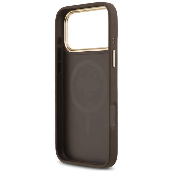 Guess Peony Hot Stamp MagSafe Case for iPhone 17 Pro Max - Brown
