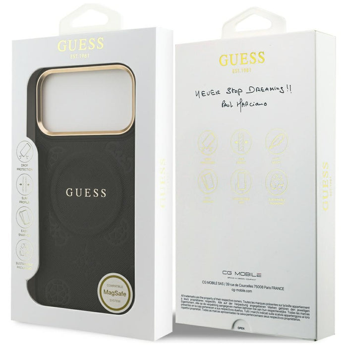 Guess Peony Hot Stamp MagSafe Case for iPhone 17 Pro Max - Black