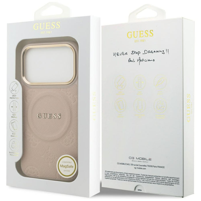 Guess Peony Hot Stamp MagSafe Case for iPhone 17 Pro - Pink