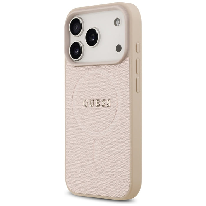 Guess Saffiano Classic Logo MagSafe Case for iPhone 17 Pro - Pink