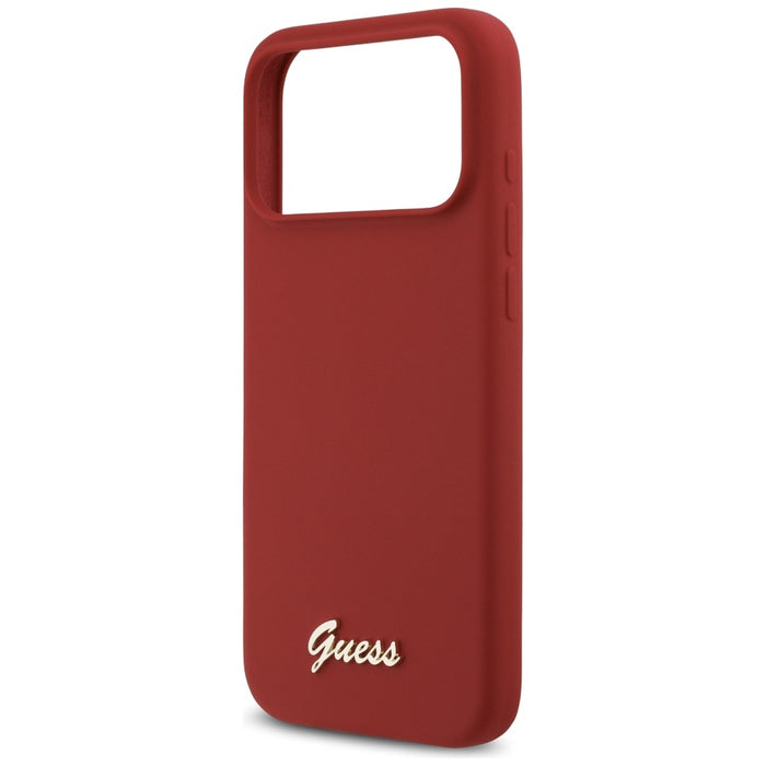 Guess Silicone Script Metal Logo MagSafe Case for iPhone 17 Pro Max - Red