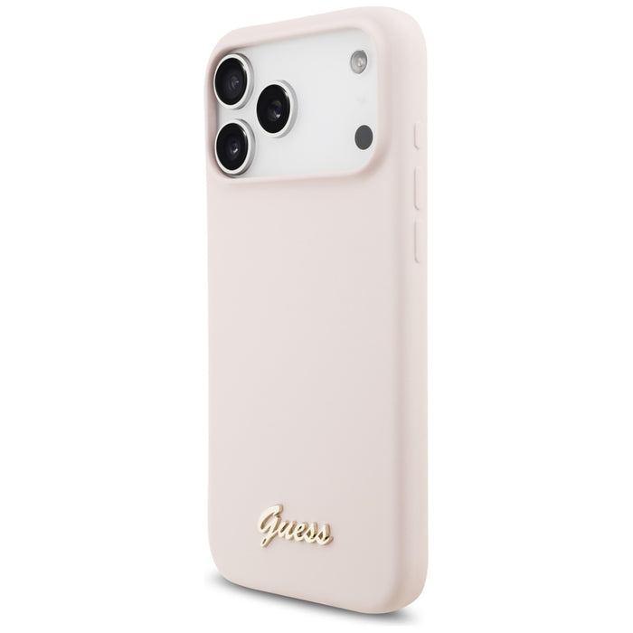 Guess Silicone Script Metal Logo MagSafe Case for iPhone 17 Pro Max - Pink