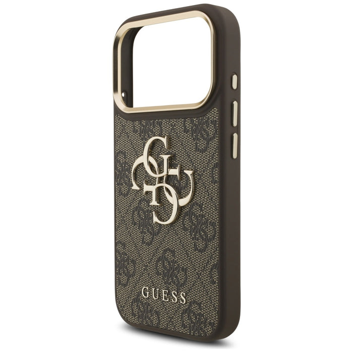 Guess 4G Big 4G Classic Logo Big Strap Metal Buttons Case for iPhone 17 Pro - Brown