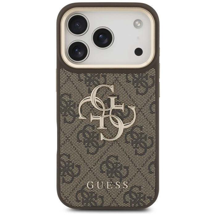 Guess 4G Big 4G Classic Logo Big Strap Metal Buttons Case for iPhone 17 Pro - Brown