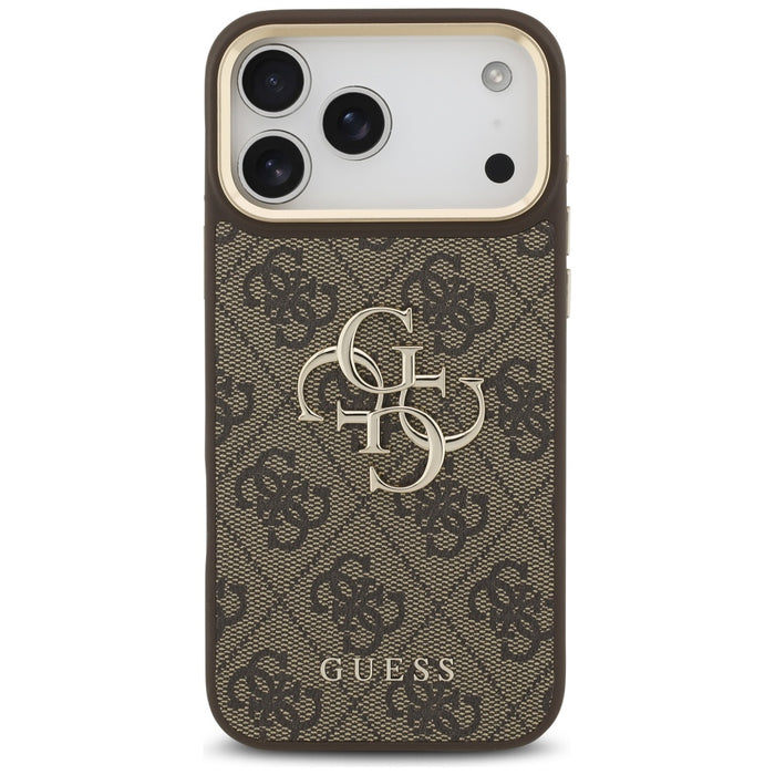 Guess 4G Big 4G Classic Logo Big Strap Metal Buttons Case for iPhone 17 Pro Max - Brown