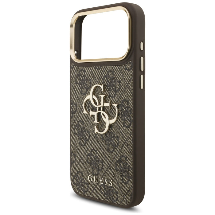 Guess 4G Big 4G Classic Logo Big Strap Metal Buttons Case for iPhone 17 Pro Max - Brown