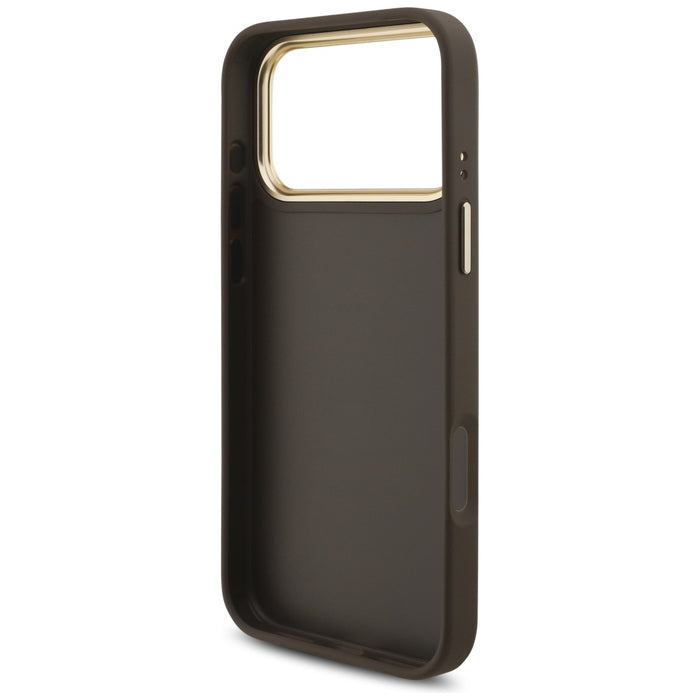 Guess 4G Big 4G Classic Logo Big Strap Metal Buttons Case for iPhone 17 Pro Max - Brown