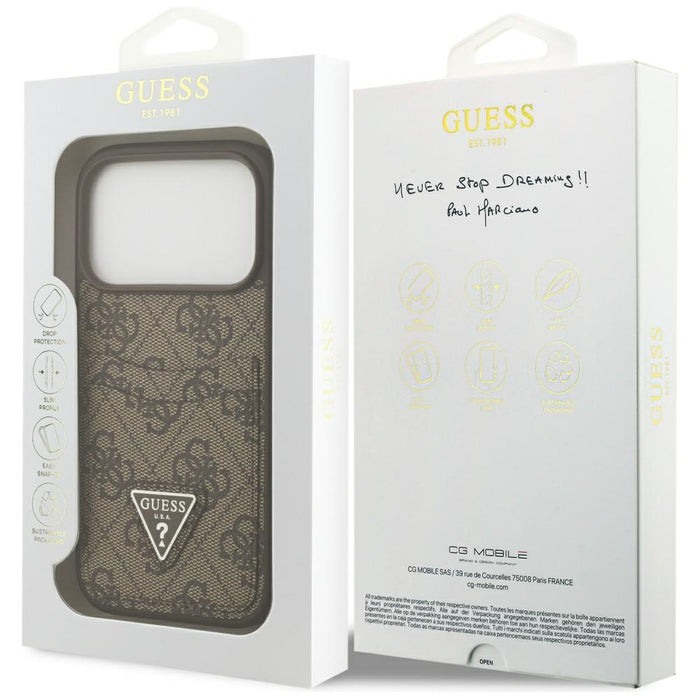 Guess 4G Nauble Card Triangle Case for iPhone 17 Pro - Brown