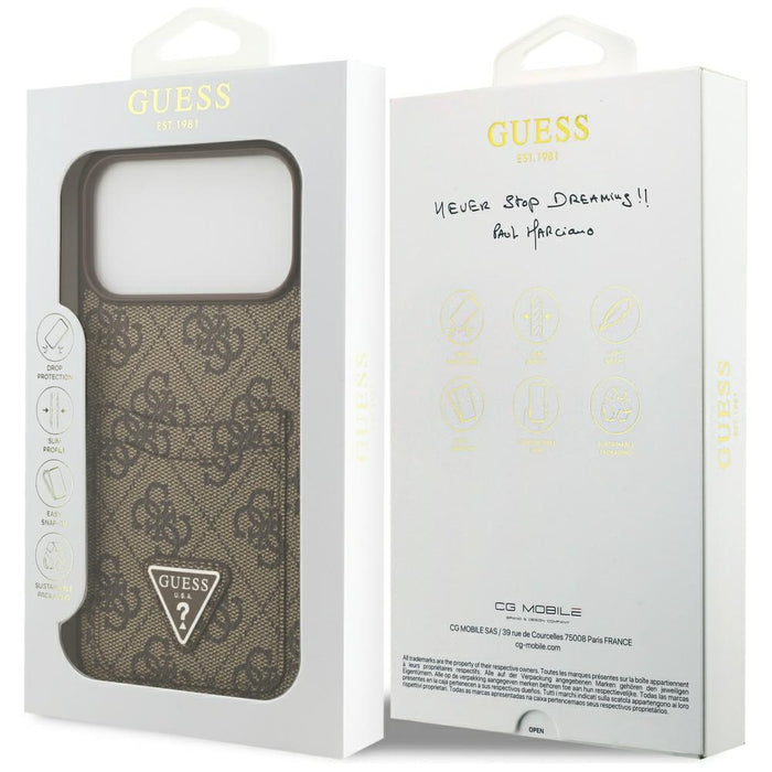 Guess 4G Nauble Card Triangle Case for iPhone 17 Pro Max - Brown