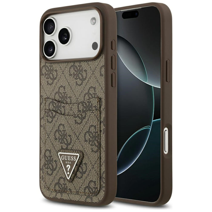 Guess 4G Nauble Card Triangle Case for iPhone 17 Pro Max - Brown