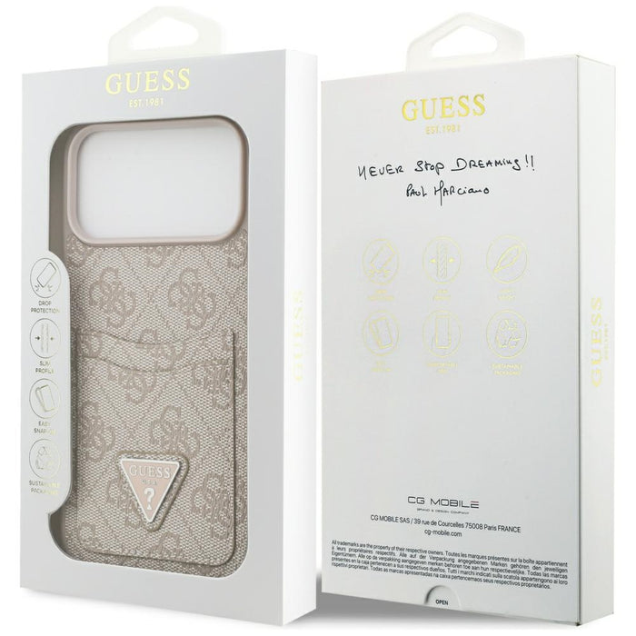 Guess 4G Nauble Card Triangle Case for iPhone 17 Pro Max - Pink