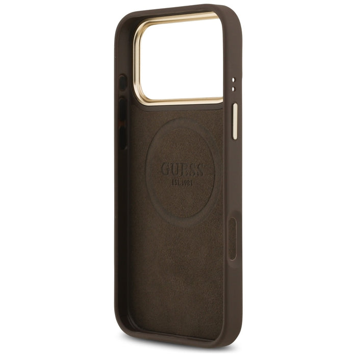 Guess 4G Logo Plate MagSafe Case for iPhone 17 Pro Max - Brown