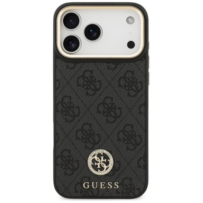 Guess 4G Srtass Logo &amp; Big Strap Metal Buttons MagSafe Case for iPhone 17 Pro Max - Black