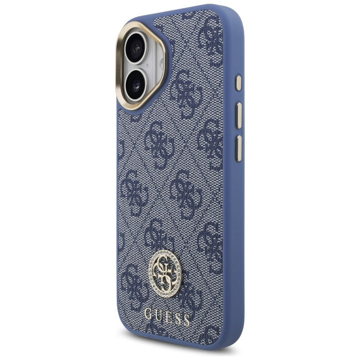 Guess 4G Strass Logo &amp; Big Strap Metal Buttons MagSafe Case for iPhone 17 - Blue