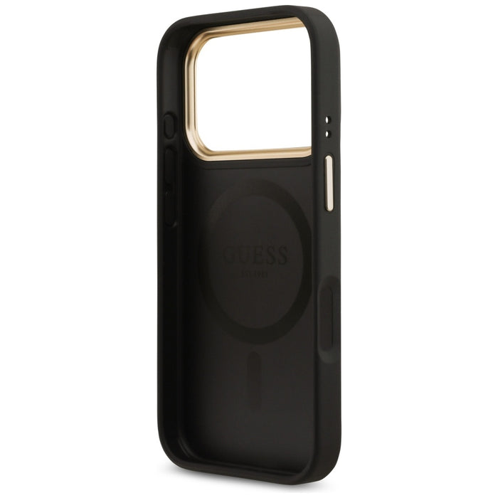 Guess 4G Strass Logo &amp; Big Strap Metal Buttons MagSafe Case for iPhone 17 Pro - Black