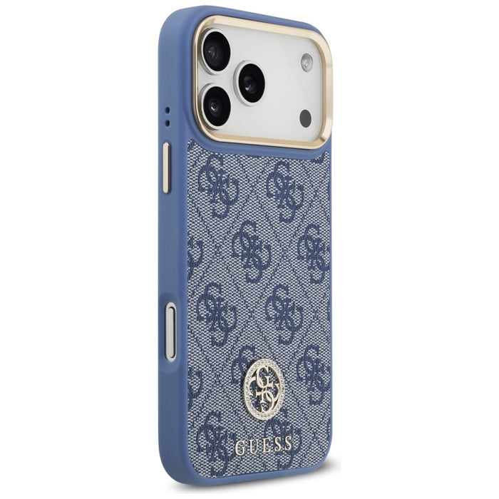 Guess 4G Strass Logo &amp; Big Strap Metal Buttons MagSafe Case for iPhone 17 Pro Max - Blue
