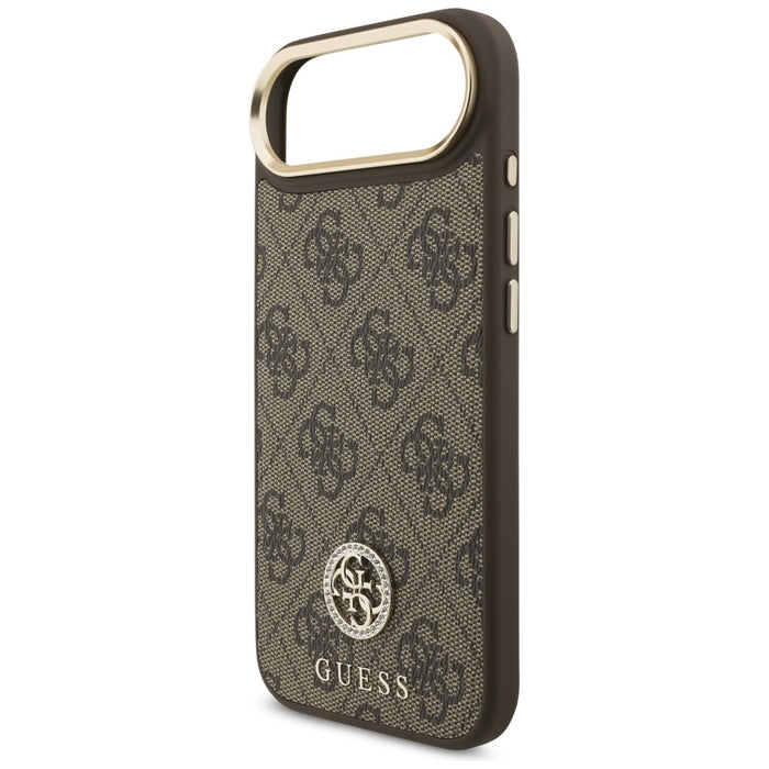 Guess 4G Strass Logo &amp; Big Strap Metal Buttons MagSafe Case for iPhone Air - Brown