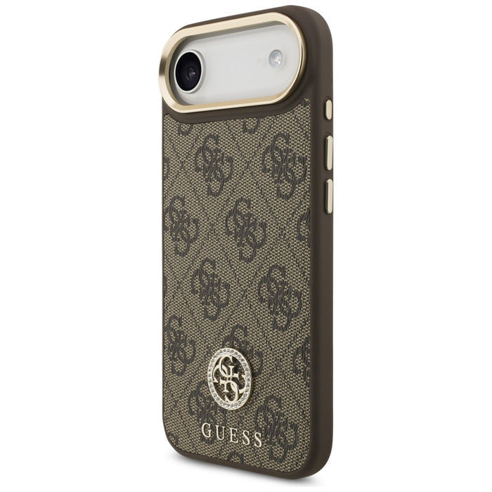 Guess 4G Strass Logo &amp; Big Strap Metal Buttons MagSafe Case for iPhone Air - Brown