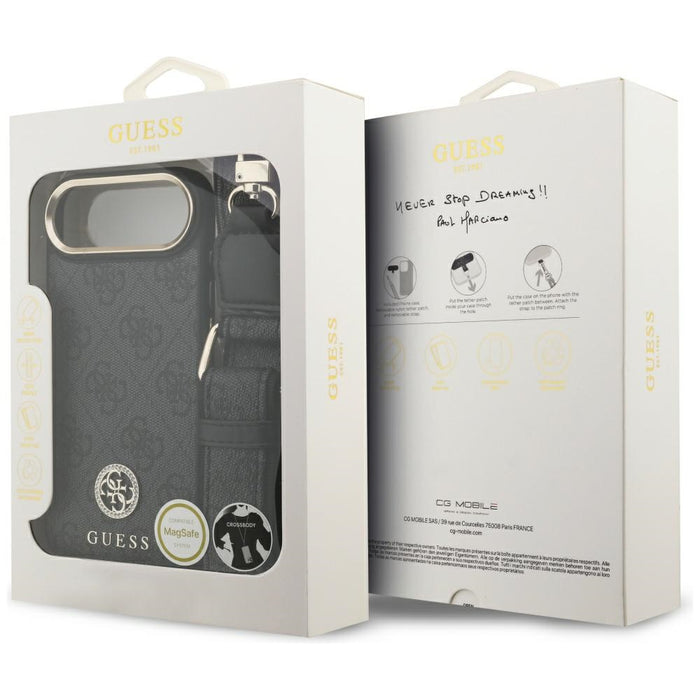 Guess 4G Strass Logo &amp; Big Strap Metal Buttons MagSafe Case for iPhone Air - Black