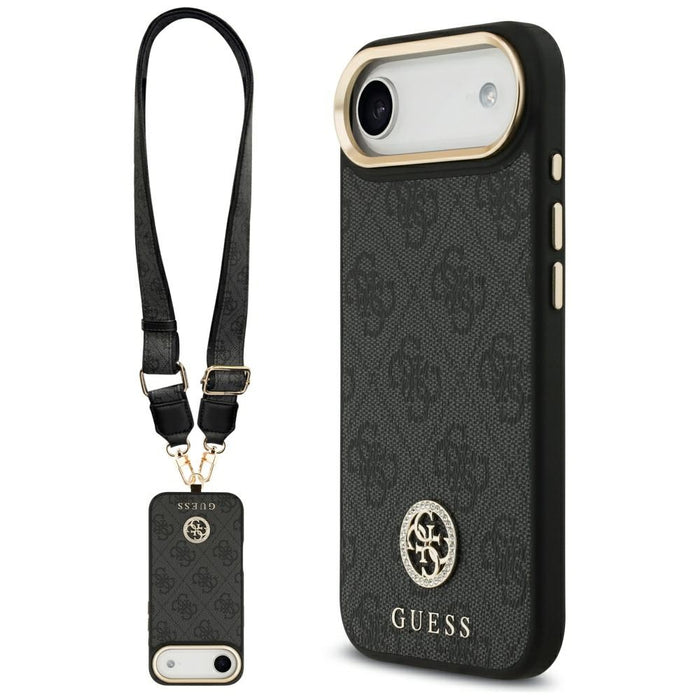 Guess 4G Strass Logo &amp; Big Strap Metal Buttons MagSafe Case for iPhone Air - Black