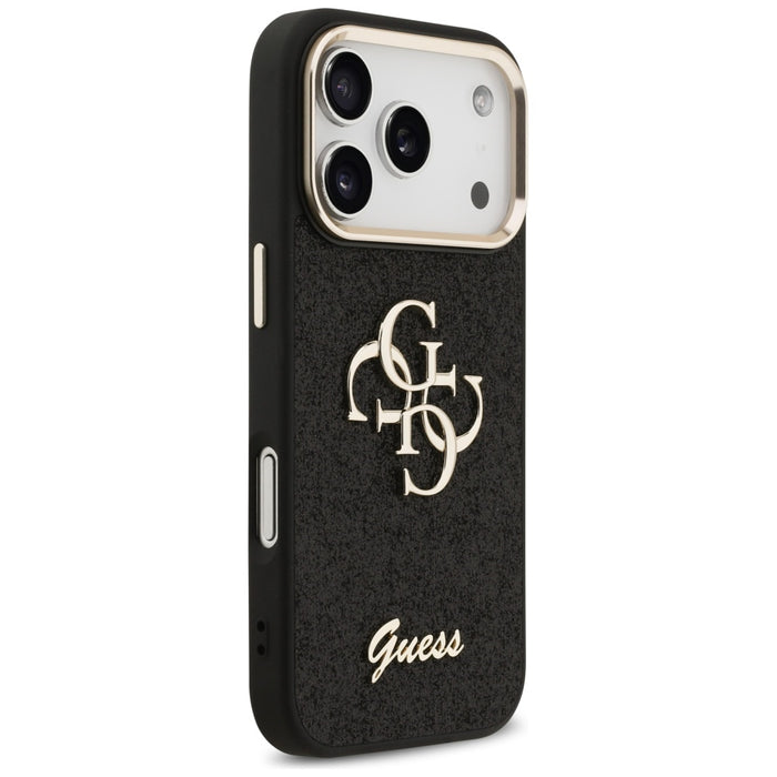 Guess Fixed Glitter Big 4G Metal Frame case for iPhone 17 Pro - black