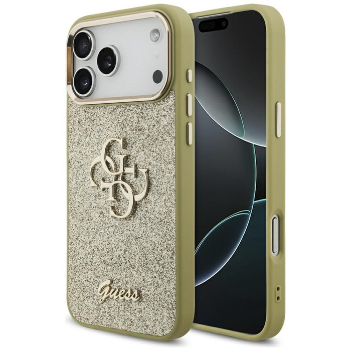 Guess Fixed Glitter Big 4G Metal Frame case for iPhone 17 Pro Max - gold