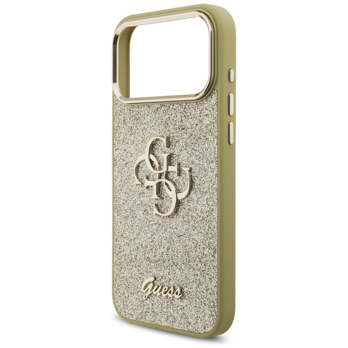 Guess Fixed Glitter Big 4G Metal Frame case for iPhone 17 Pro Max - gold