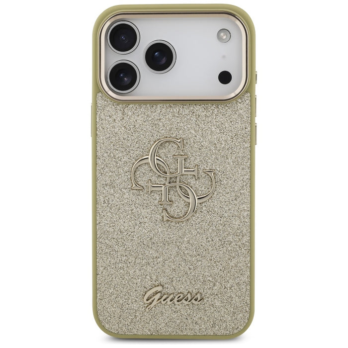 Guess Fixed Glitter Big 4G Metal Frame case for iPhone 17 Pro Max - gold