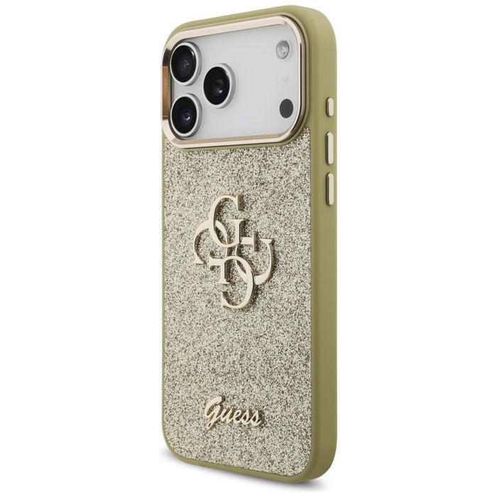 Guess Fixed Glitter Big 4G Metal Frame case for iPhone 17 Pro Max - gold