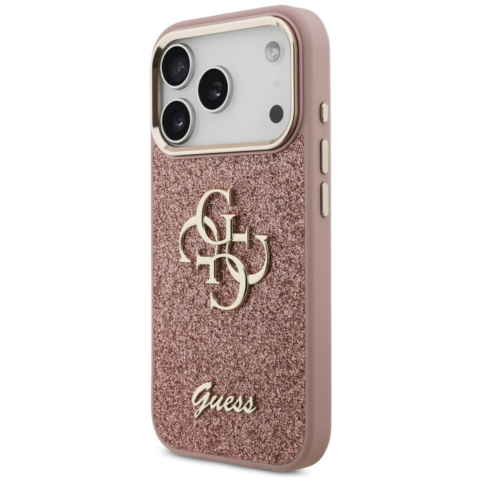 Guess Fixed Glitter Big 4G Metal Frame Case for iPhone 17 Pro - Pink