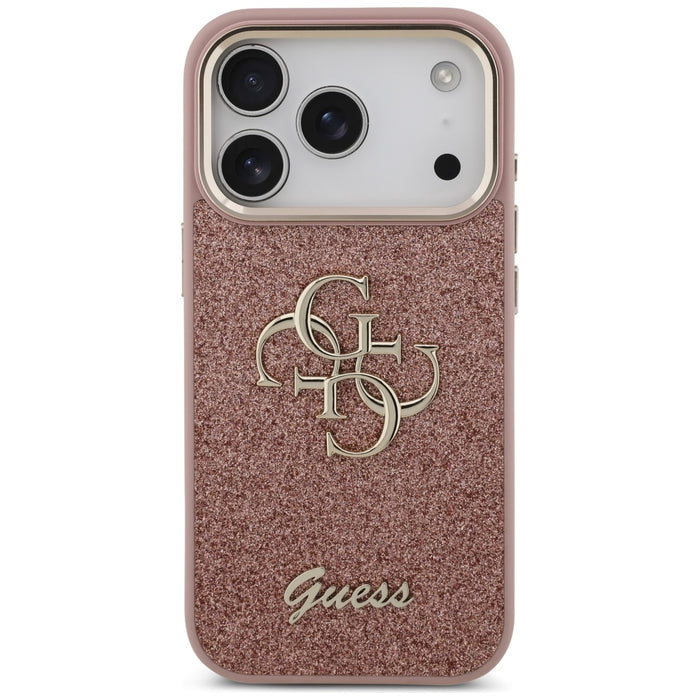 Guess Fixed Glitter Big 4G Metal Frame Case for iPhone 17 Pro - Pink