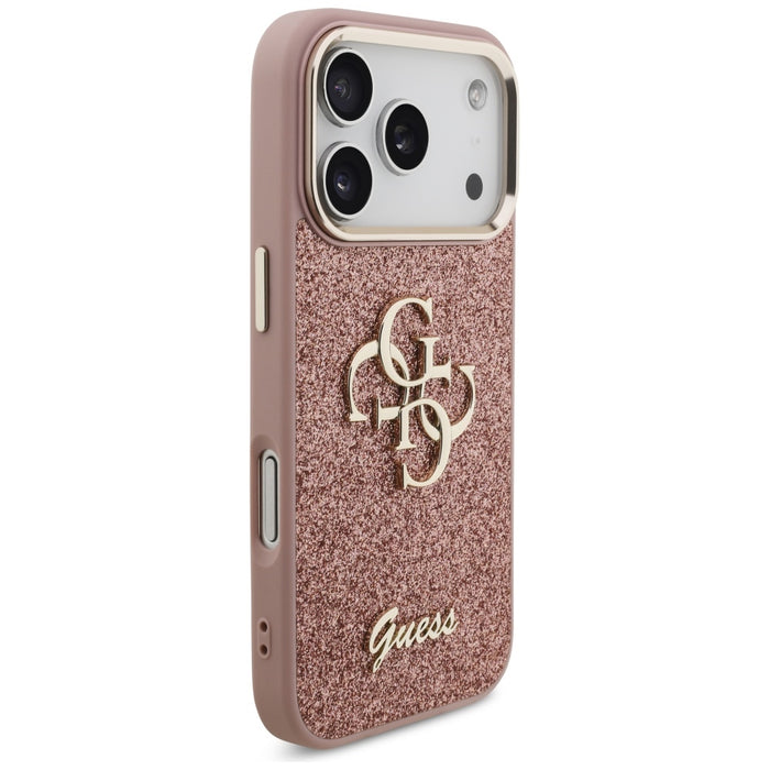 Guess Fixed Glitter Big 4G Metal Frame Case for iPhone 17 Pro - Pink