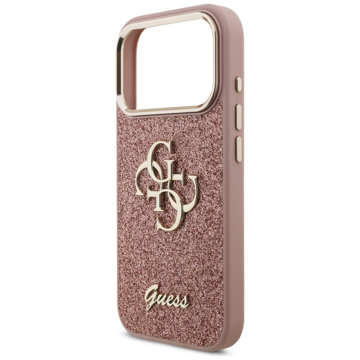 Guess Fixed Glitter Big 4G Metal Frame Case for iPhone 17 Pro - Pink