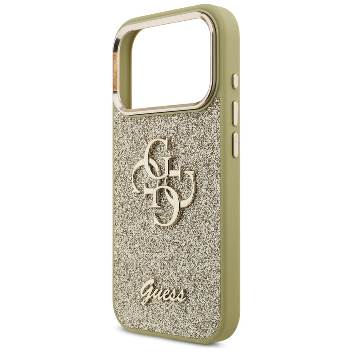 Guess Fixed Glitter Big 4G Metal Frame case for iPhone 17 Pro - gold