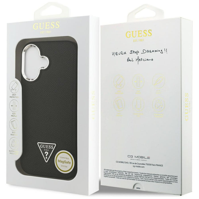 Guess Grained Triangle Logo MagSafe case for iPhone 17 - black
