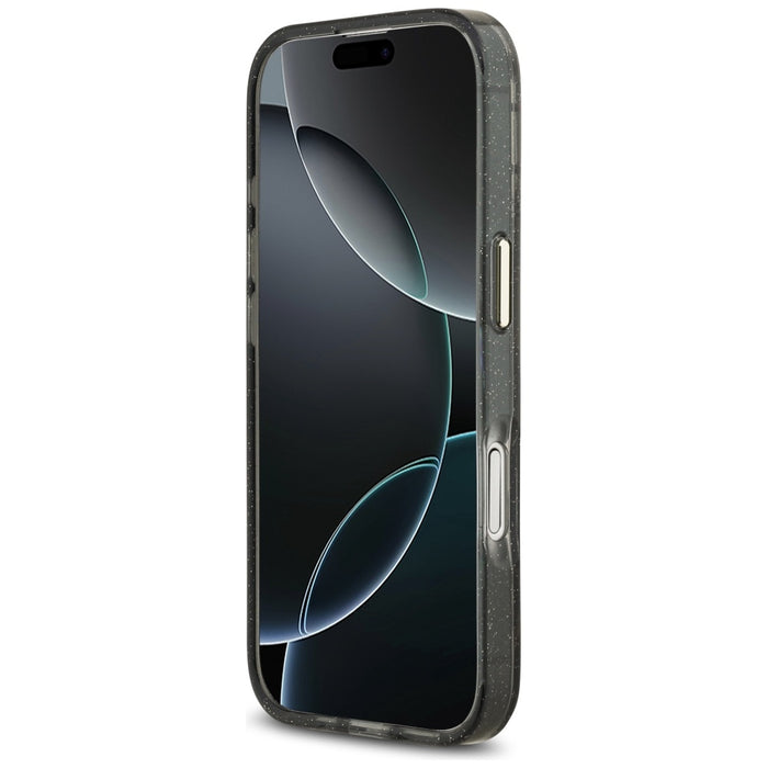 Guess IML Glitter Flowers Triangle MagSafe case for iPhone 17 - black