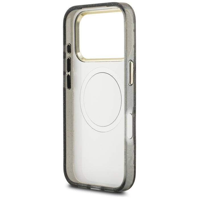 Guess IML Glitter Flowers Triangle MagSafe case for iPhone 17 Pro - black