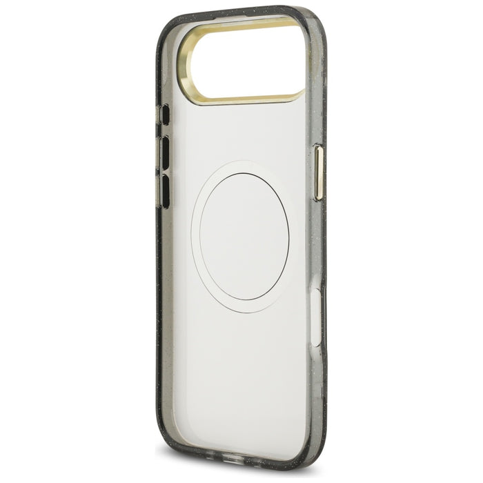 Guess IML Glitter Flowers Triangle MagSafe case for iPhone Air - black