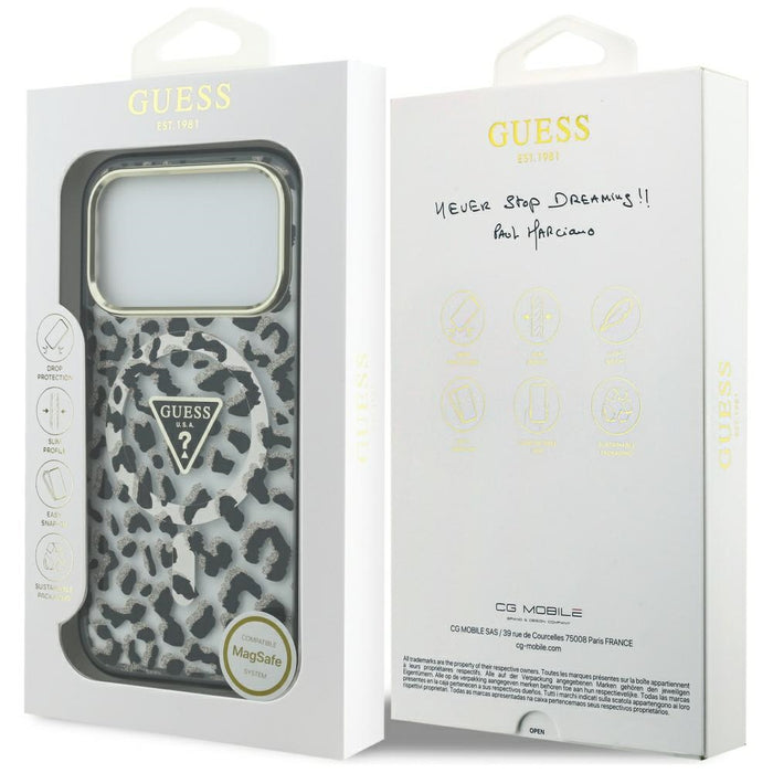 Guess Leopard Glitter MagSafe Case for iPhone 17 Pro - Black